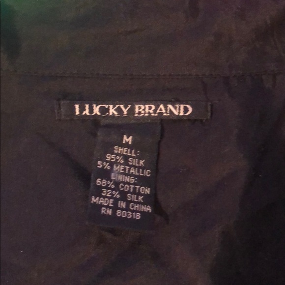 Lucky Brand black silk blouse with metallic. SizeM🔺FIRM🔺 - Picture 4 of 8